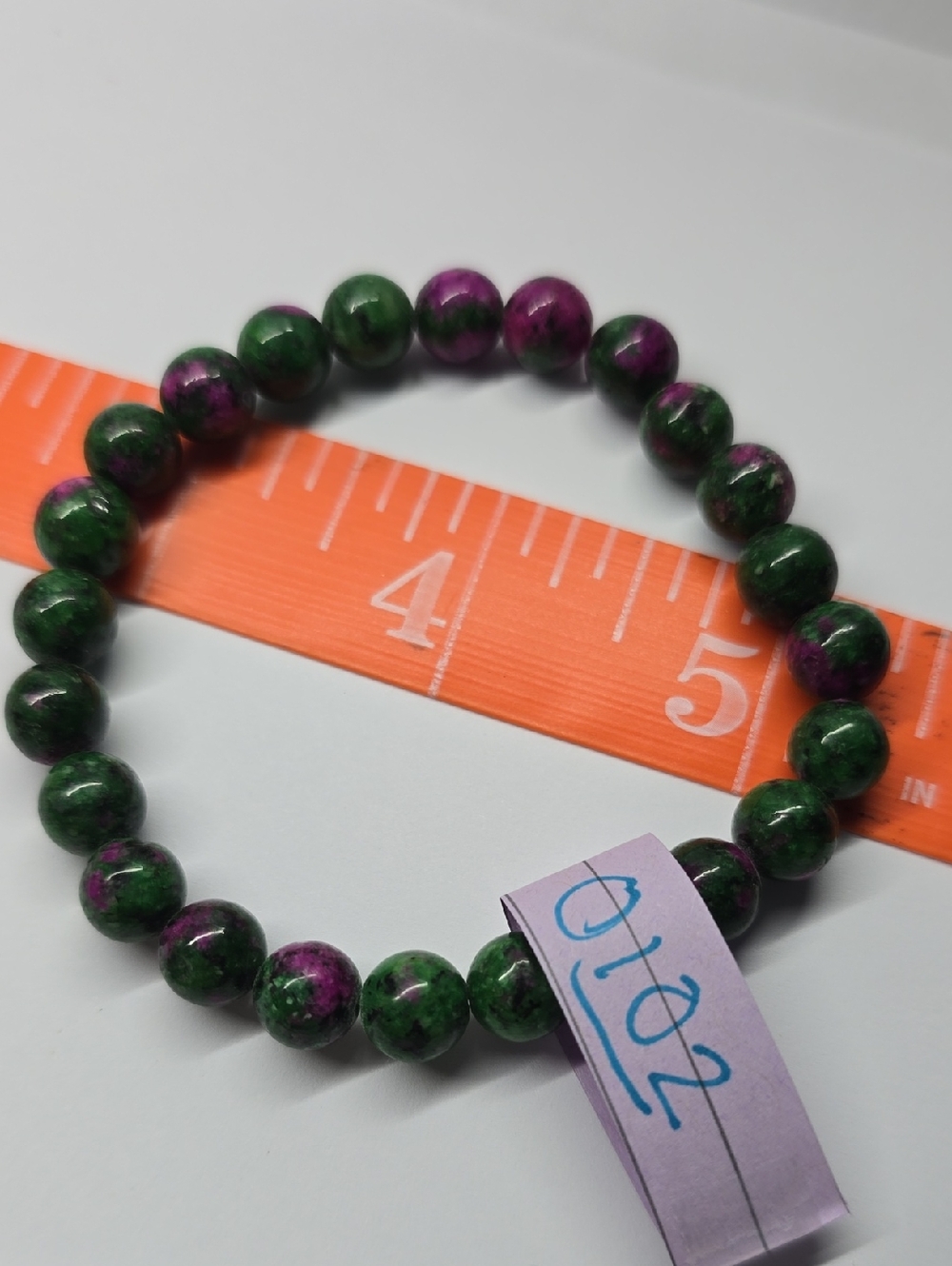 Ruby Zoisite Green and Purple Beaded Stretch Bracelet - Women’s Jewelry